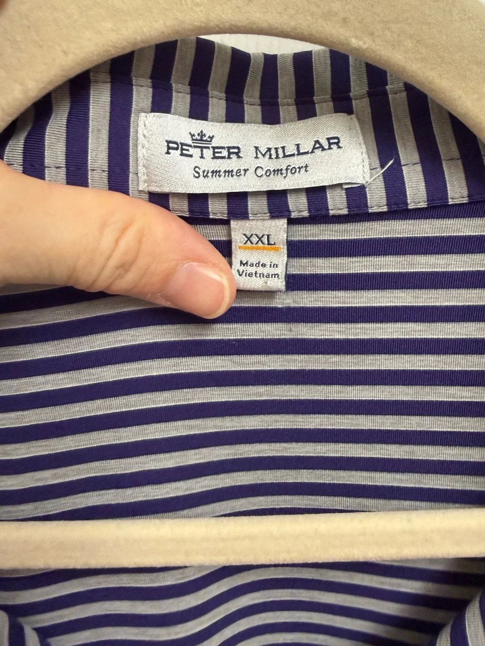 Peter Millar Purple and Grey Striped TCU Polo